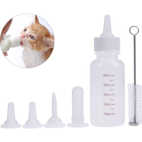 Water Puppy Kitten Dog Cat Baby Feeding Tool Cleaning Brush Pet Milk Bottle Nipple Pacifier Water Nursing Pet Supplies 50ml