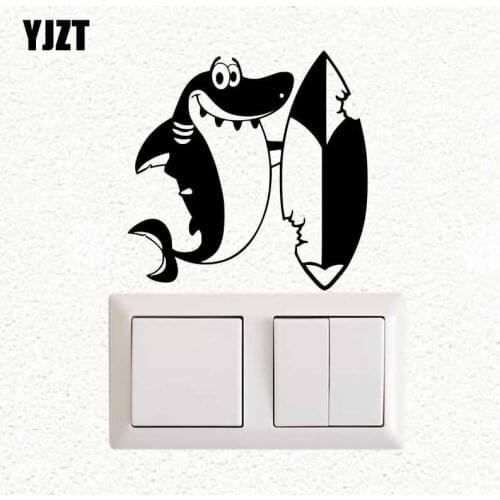 YJZT Shark Surf Switch Sticker Home Room Decor Vinyl Wall Decal Funny Animal Pattern 17SS-0523