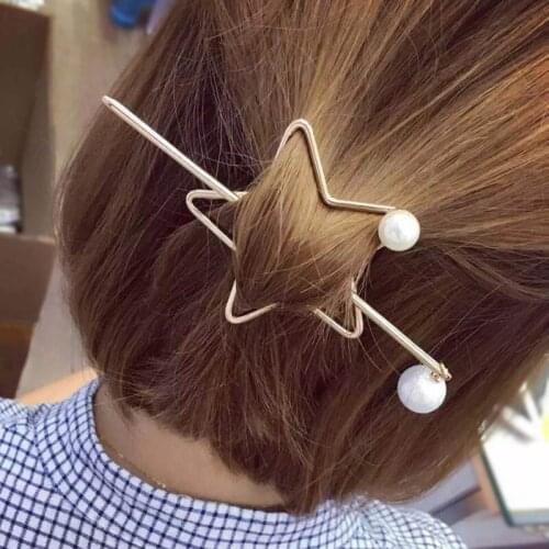 2021 Fashion Women Girls Korean Style Metal Love Star Circular Hair Clips Metal Circle Hairpins Holder Hair Accessories