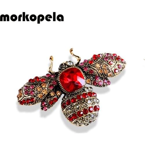 Morkopela Baroque Rhinstone Bee Crystal Brooch Vintage Luxury Brooches For Women Banquet Costume Pins And Brooches Jewelry