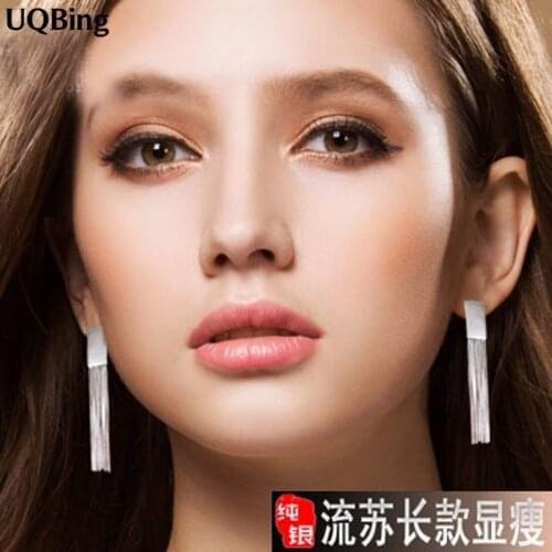 Fashion Pure 925 Silver Drop Earrings Long Tassel Sterling Silver Earrings For Women Jewelry Pendientes Brincos Drop Shipping