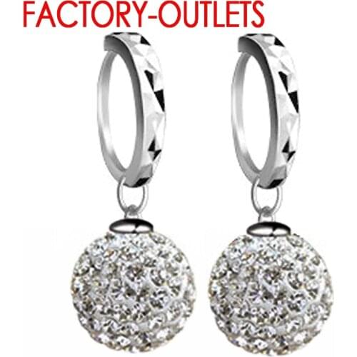 Newest Female Jewelry Pure 925 Sterling Silver Shiny Austrian CZ Disco Ball Lever Back Earring For Women High Standard Fast Ship