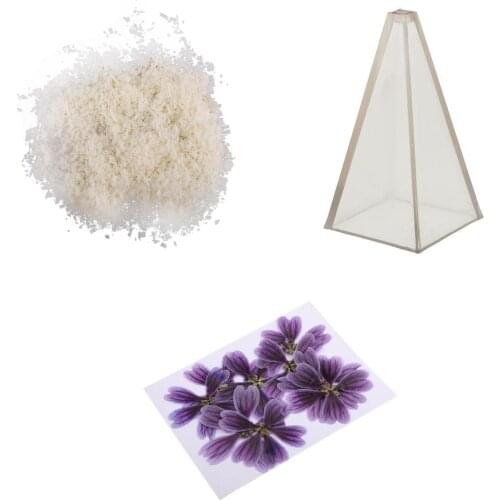 1 Set Pyramid Shape Candle Mould Soy Wax Flakes Dried flowers for Candle Making Craft