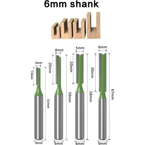 4pcs 6mm Shank Single Double Flute Straight Router Bit Milling Woodwork Cutter for Wood Tungsten Carbide Router Woodwork Tool