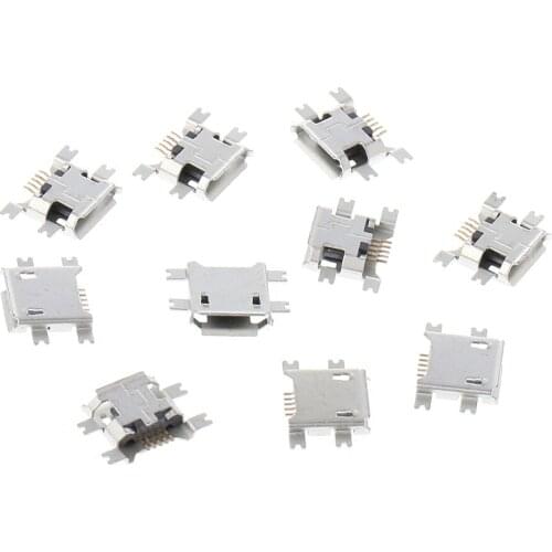 10 Pcs Micro USB Type B 5 Pin Female Socket Connector For Tablet Phone Charging