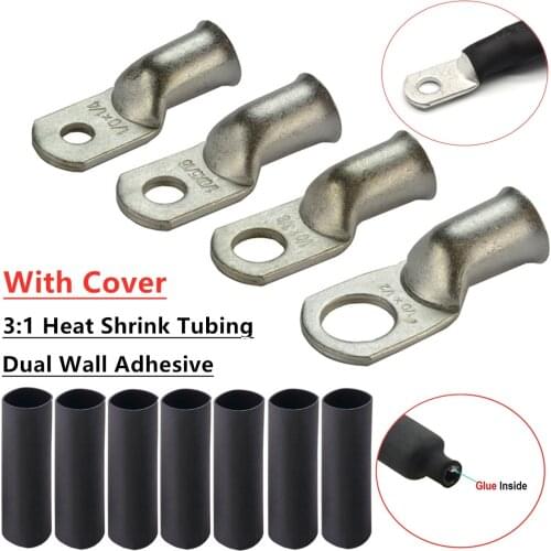 5PCS Assortment Bare Copper Ring Crimp Terminals Lugs Battery Cable Electrical Wire Splice Connectors Kit 0-8AWG