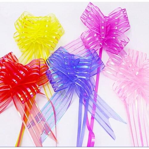 5*75CM Large Organza Pull Ribbon Bows For Gift Wrapping Wedding Party Christmas Birthday Decoration 50Pcs
