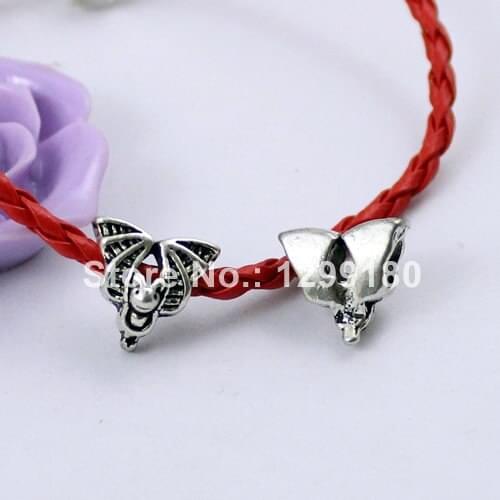 50pcs/lot Wholesale Tibetan Silver Big hole Animal Bead Fit For European Bracelets DIY-Accessory Hole:4.5mm (K00251)