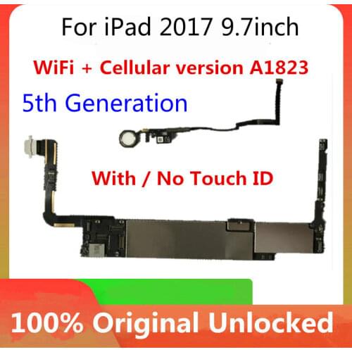 A1823 for IPad 2017 9.7inch WiFi + Cellular 4G 5th Generation Motherboard Unlocked Logic Board With/No Touch ID 32GB 64GB 128GB