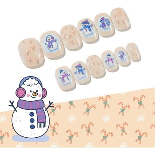 ABS 24Pcs/Set Delicate Christmas Series Kids DIY Nail Art Decor Portable Nail Tips Eco-Friendly for Gift