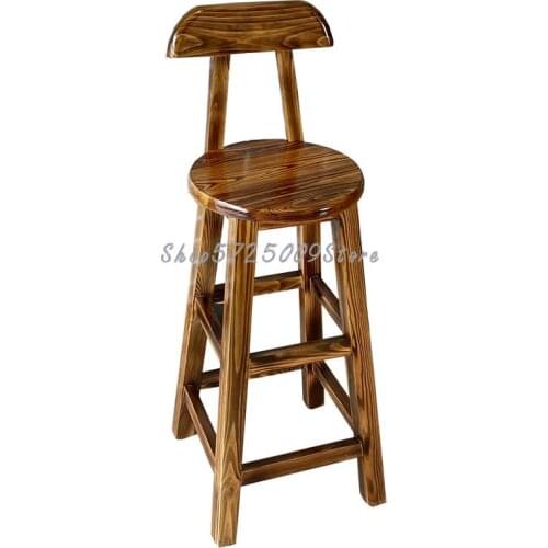 Solid Wood Bar Chair Bar Chair Retro American Bar Chair Simple Retro High Stool Front Desk Cashier Bar Chair Coffee Chair