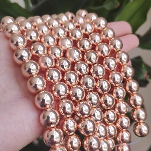 Natural Stone Beads Rose Gold Hematite Round Loose Beads For Jewelry Making 15 inches 4/6/8/10mm Diy Jewelry