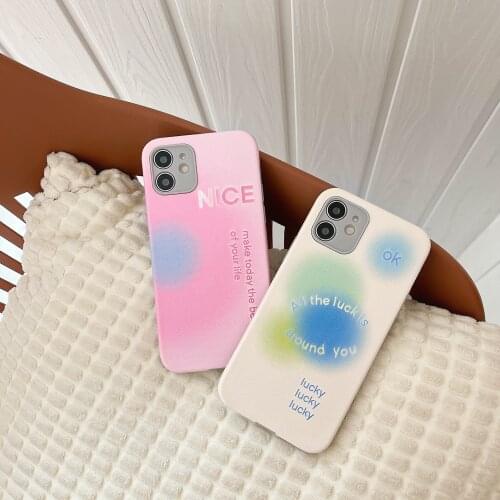 Gradient Color English Letters Case for iPhone 12 Pro Max Back Phone Cover for 12 Mini 11 Pro Max X XS XR 8 7 Plus SE 2020 Capa