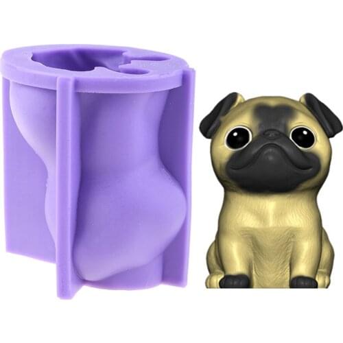 E56A Cute Little Pug Dog Home Decorations Epoxy Resin Mold Ornaments Silicone Mould