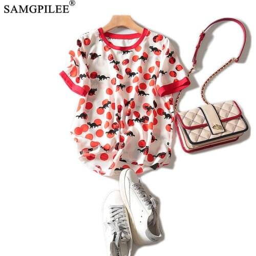 Tops For Women T-shirts 2020 Casual Chiffon Summer Women Clothing Short Print O-neck T-shirt Brand Women Oversized T Shirts 3XL