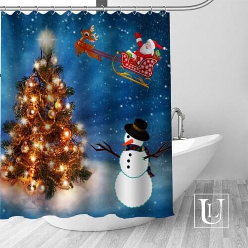 Hot New Eco-friendly merry Christmas Shower Curtain Custom Bathroom Curtain modern Polyester Fabric Thick Waterproof Mildew