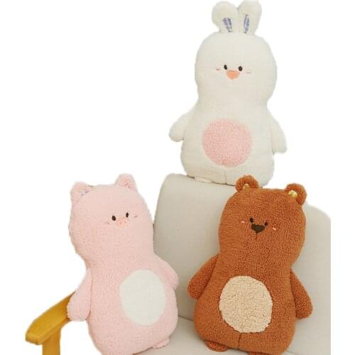 3 Styles Soft Fluffy Plush Animals Pillow Toys Stuffed Cartoon Teddy Bear Pig Rabbit Plush Doll Sofa Chair Cushion Baby Gift