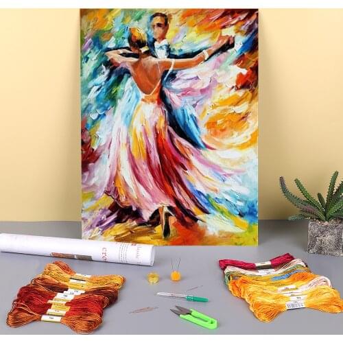 Oil Painting Style Waltz Printed Canvas 11CT Cross-Stitch Set Embroidery DMC Threads Sewing Handmade Painting Needle