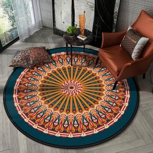 Printed Round Non-slip Mandala Carpet Floor Mat Home Bedroom Kids Room living room bathroom balcony Decor Mats tapis salon rugs