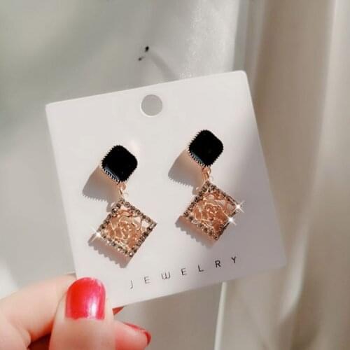 Square rose earrings net red fashion atmosphere black lacquered clothing accessories earrings