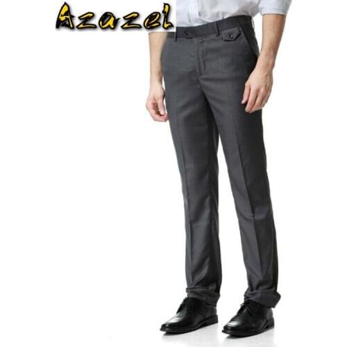 Hot New plus size High quality Mens Fashion Brand Business casual suit pants solid color adjustable waist Men straight trousers