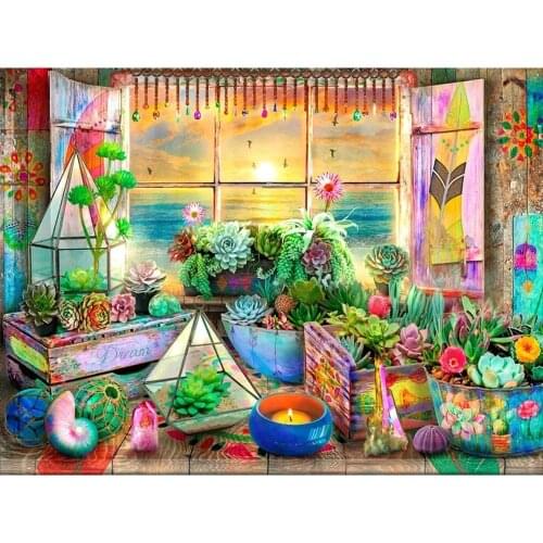 5D Diamond Painting Kit, DIY, Flower Landscape, Diamond Embroidery, Seaside, Sunset, Diamond, Mosaic, Home Decoration