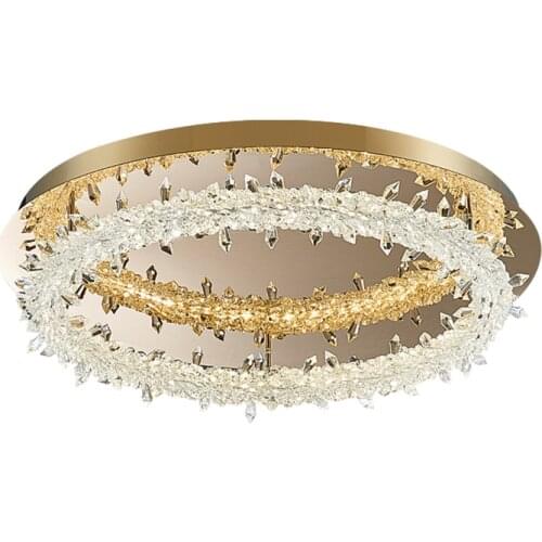 Nordic gold Mirror bedroom crystal ceiling lights luxury living room dining room round home corridor luster lamps LED lighting