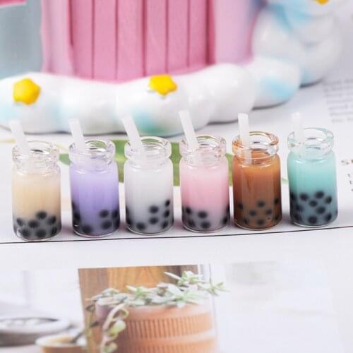 New 6pcs Miniature Dollhouse Milk Tea drinks Pretend Play Doll Food Drink for blyth BJD Barbies doll dollhouse Kitchen Decor toy