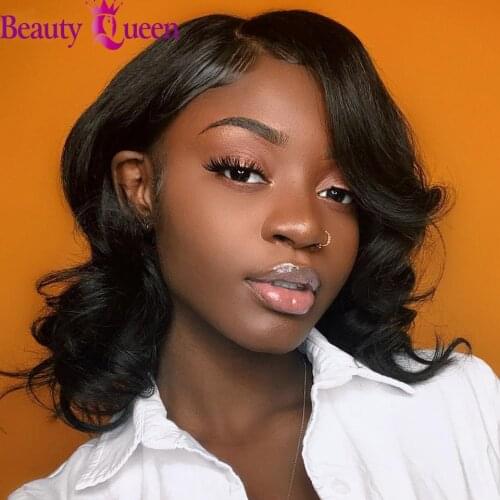 Body Wave Short Bob Human Hair Wigs 200%Density 13X4 Lace Front Wig Malaysian Body Wave Bob Lace Closure 4X4 Wigs For Women