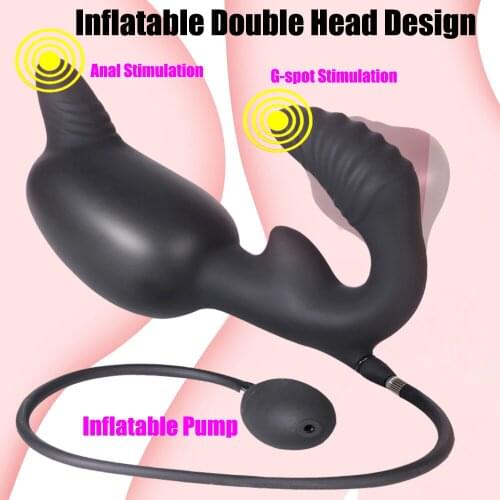 Huge Inflatable Anal Plug Expandable Double Head Big Butt Plug Dildo Pump Vagina Stimulate Dilator Women Lesbian SM Anal Sex Toy