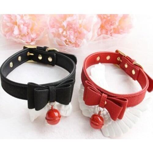 Paloli PU Leather Collar Bell Choker Handmade Sexy Rivet Alternative Metal Slave Costume BDSM Bondage Necklace Neckband Sex Toys