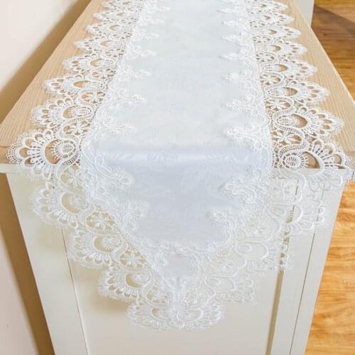 Hollow Simple Table Runner Satin Lace European-style Table Cloth Coffee Table Bed End Cover Towel Wedding Decoration