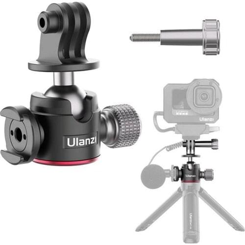 Ulanzi U-130 Action Camera Ballhead With Cold Shoe For Microphone Adjustable Tripod Head Ballhead for Gopro 9 8 7 Accessories