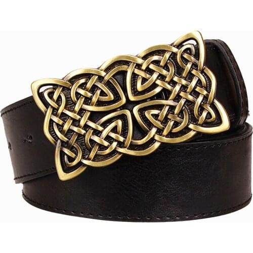 Fashion Women leather belt metal buckle retro Celtic knot Design weave belts hip hop Decorative belt Street Dance free shipping