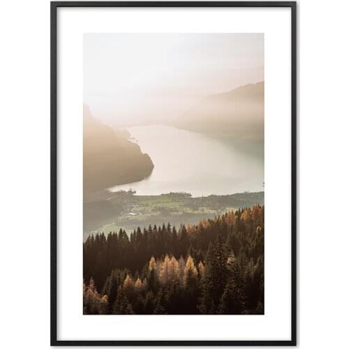 Nordic Modern Mountain Lake Forset Landscape Nordic Wall Art Paper Painting Landscape Wall Pictures For Living Room Decor