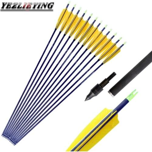 6/12Pcs 31.5'' Hunting Spine 500 Pure Carbon Arrows With Replaceable Arrowhead for Bow and arrow Archery