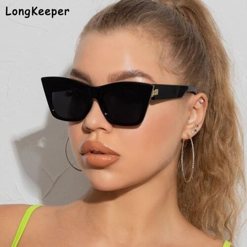 Vintage Sunglasses Women Oversize Square Cat Eye Sun Glasses Big Frame Women Sun Glasses Black Sexy Oculos De Sol UV400 Goggle