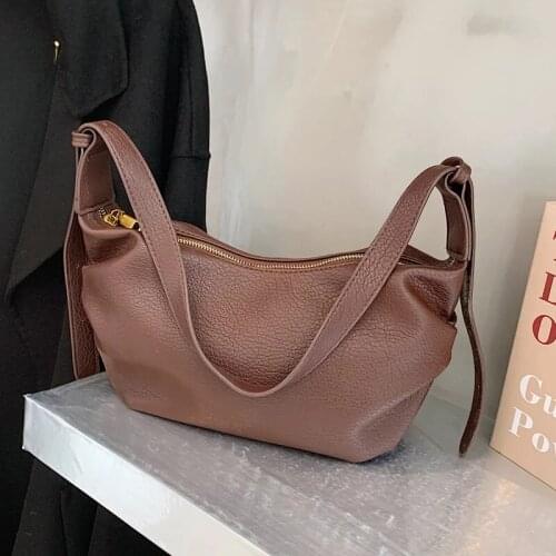 High Quality Soft Pu Leather Woman Shoulder Bag 2021 Winter Womens Underarm Bags Luxury Trend Ladies Handbags Branded Hand Bag