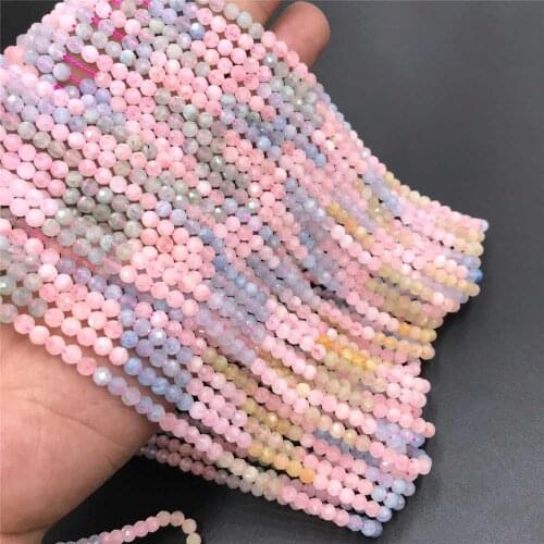 High quality natural 3mm AA morganite gem stone beads loose faceted beads isolation DIY bracelet necklace earring jewelry making