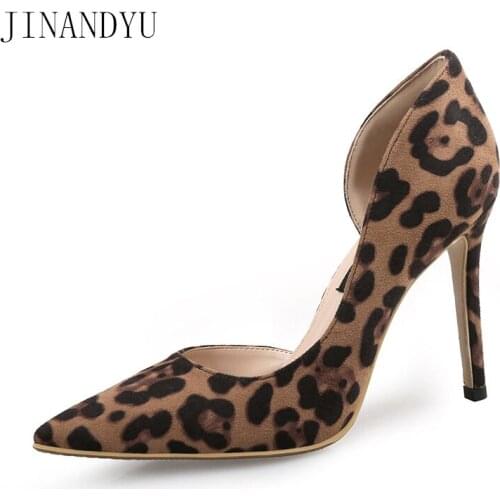 Ladies Sexy Heels 6/8/10 CM Suede Pointy Shoes Women Pumps Stiletto Shoes Woman for Party Zapato De Leopardo Womans High Heels