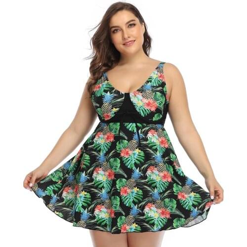 Women Plus Size Swimsuit Two Piece Tankini Swimdress Halter Tank Top with Boyshort