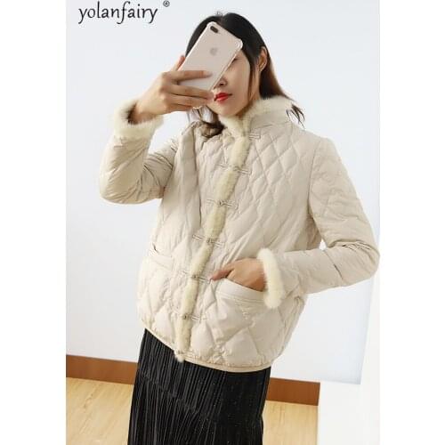 Autumn Winter Down Jacket Women Mink Fur Collar White Duck Down Coat Female Puffer Jackets Korean Mujer Chaqueta 2020 Y01 KJ5493