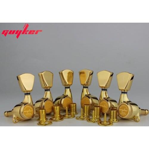 1 Set GUYKER Gold tuners Gear ratio 1:21 Lock String Tuners for LP SG Electric Guitars Machine Heads Tuners Trapezium Button