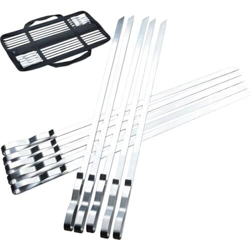 10x Stainless Steel BBQ Skewers Barbecue Sticks Grill Kebab Skewer Reusable