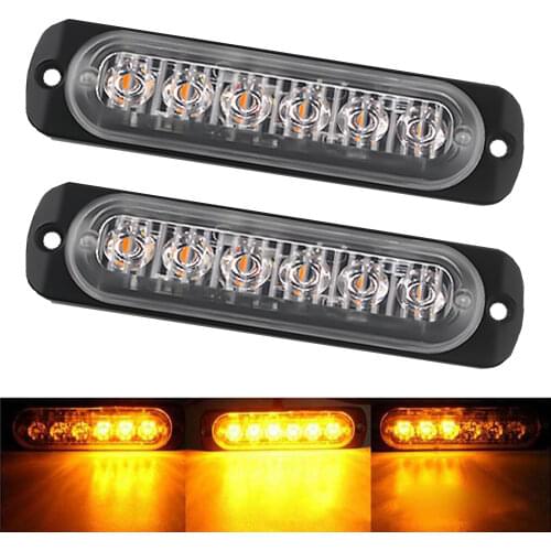 2x Truck 12V 24V 6smd LED Strobe Warning Light Strobe Grille Flashing Lightbar Car Beacon Lamp Amber Yellow White Traffic Light