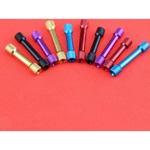 5pcs M4 knurled circle shape aluminum column connection nuts inside thread screws big head shrink rod 10mm outer diameter red