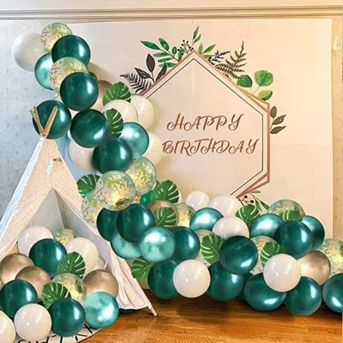 50pcs/Set Forest Party Palm Leaves Balloons Chain Set Spring Picnic Theme Party Latex Ballon Decor Wedding Balloon Supplies