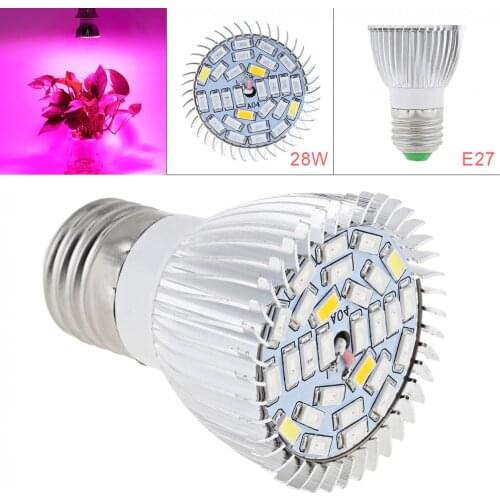 85V-265V 28 LEDs Plant Fill Grow Light Full Spectrum Band Red 15 Blue 7+ Warm 2 White 2+ Infrared 1 UV 1 for Grow Tent / Bonsai