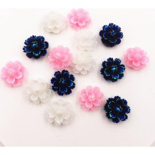 80Pcs AB Resin Accessories Hand painted 13mm 3D Flower Flatback Stone Scrapbook Embellishments DIY Craft Supplies OG46