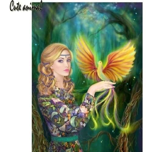 Diamond Embroidery Cross Stitch Beauty and phoenix Diamond Painting Full Square Animal Rhinestones Art Handicraft Wall Decor